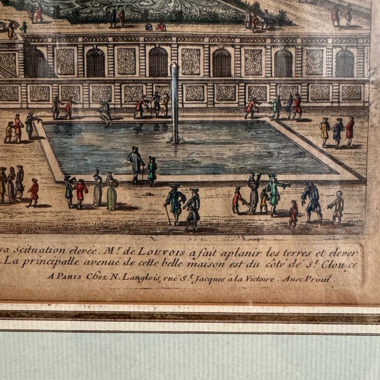 Optical view engraving of Meudon castle