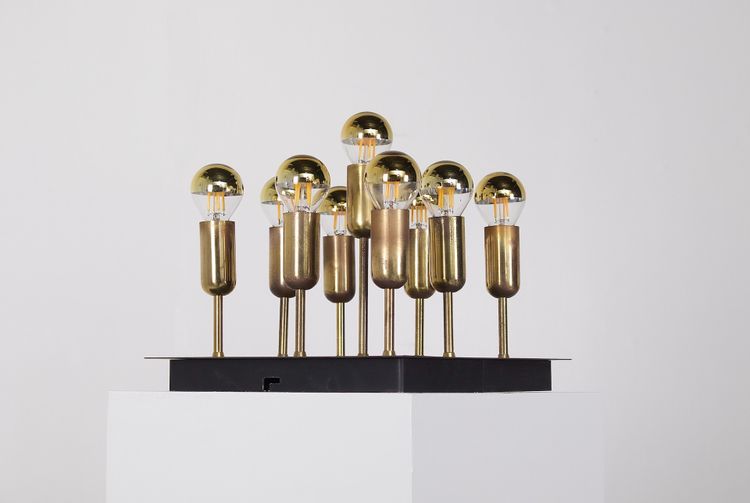 9-light brass pendant light, Cosack leuchten edition.