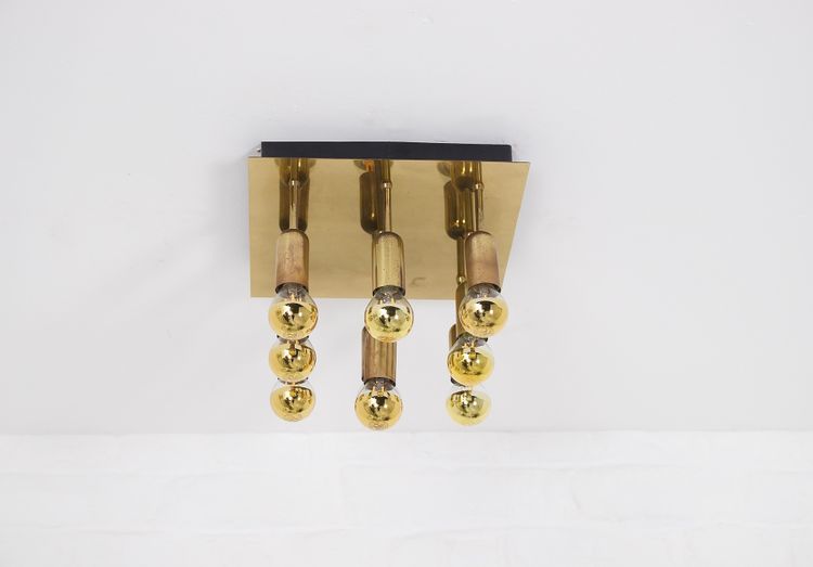 9-light brass pendant light, Cosack leuchten edition.