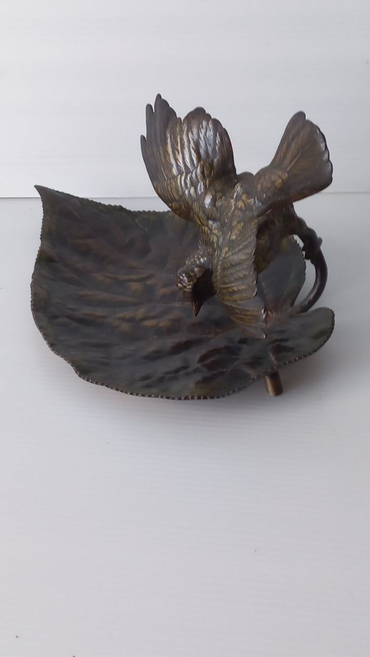 Bronze trinket tray with a spread-eagle bird