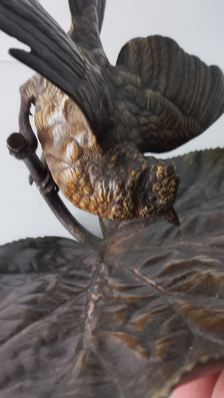 Bronze trinket tray with a spread-eagle bird