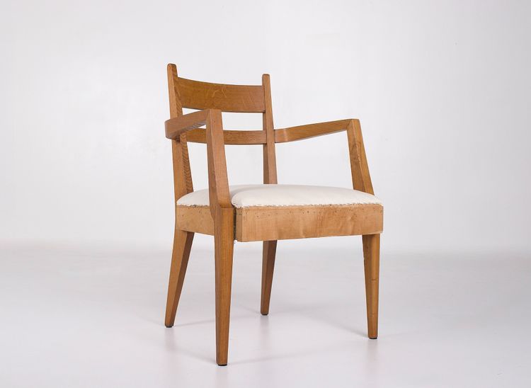 René-Jean Caillette armchairs in blond oak.