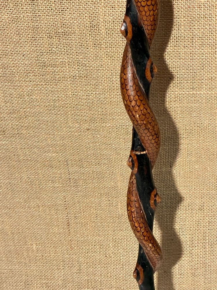 Canne serpent, canne sculptée et décorée