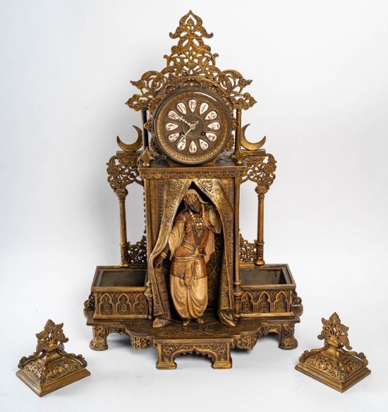 Orientalist Mantel Set With Ostriches End of XIXth Century