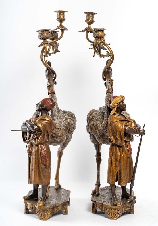 Orientalist Mantel Set With Ostriches End of XIXth Century