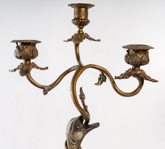 Orientalist Mantel Set With Ostriches End of XIXth Century