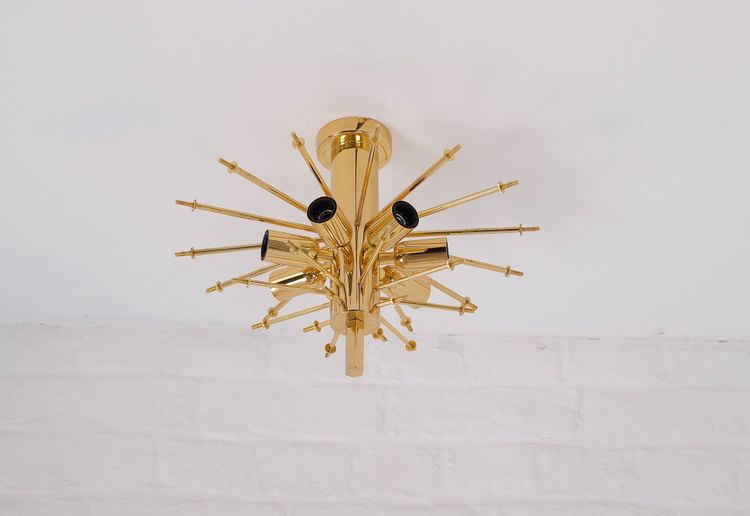 Crystal and gilded brass pendant light, Kalmar publisher.