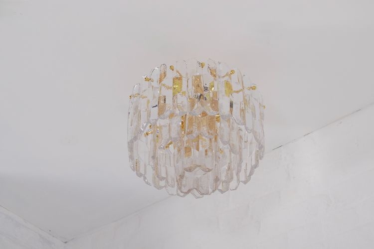 Crystal and gilded brass pendant light, Kalmar publisher.