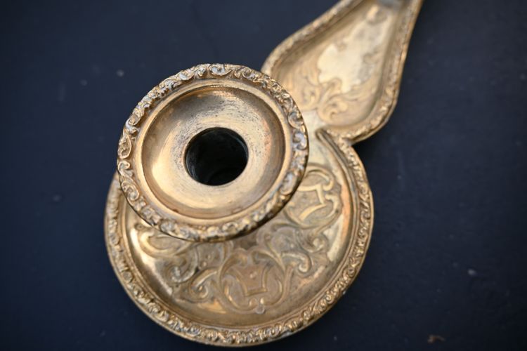 Rare hand-held candlestick, also known as a bishop's candlestick