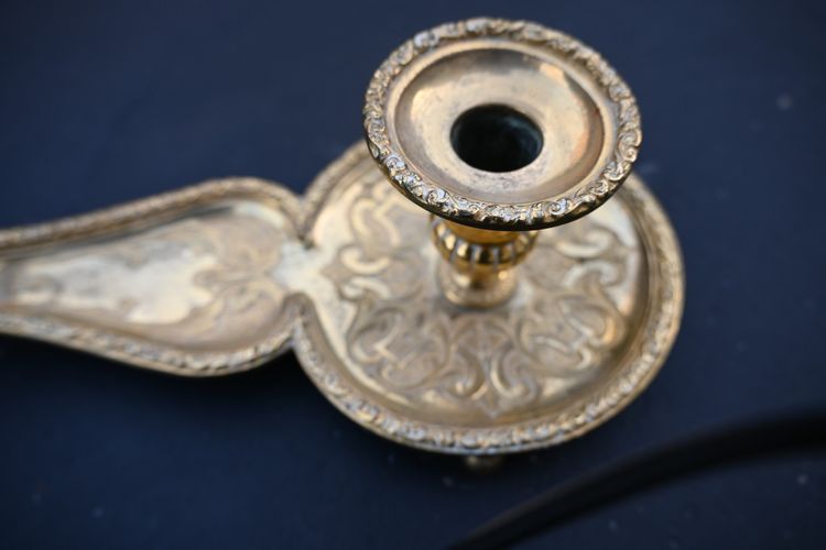 Rare hand-held candlestick, also known as a bishop's candlestick