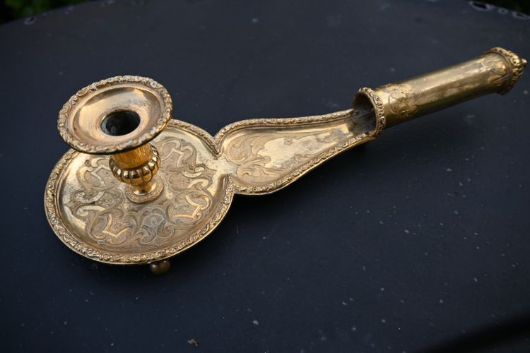 Rare hand-held candlestick, also known as a bishop's candlestick