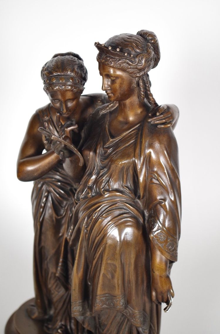 The Letter, patinated bronze group signed Jean-Louis Grégoire, foundry mark