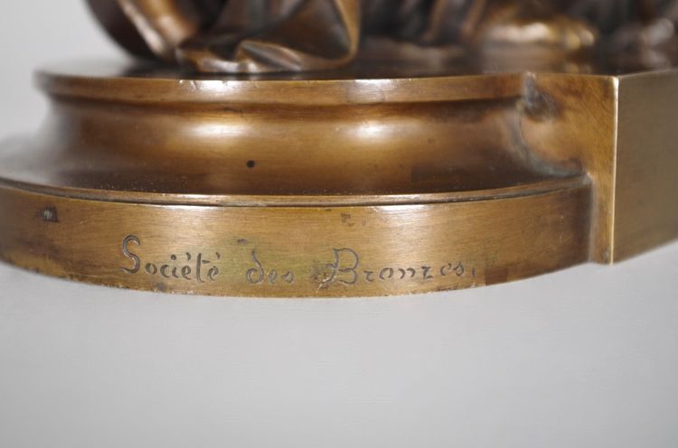The Letter, patinated bronze group signed Jean-Louis Grégoire, foundry mark