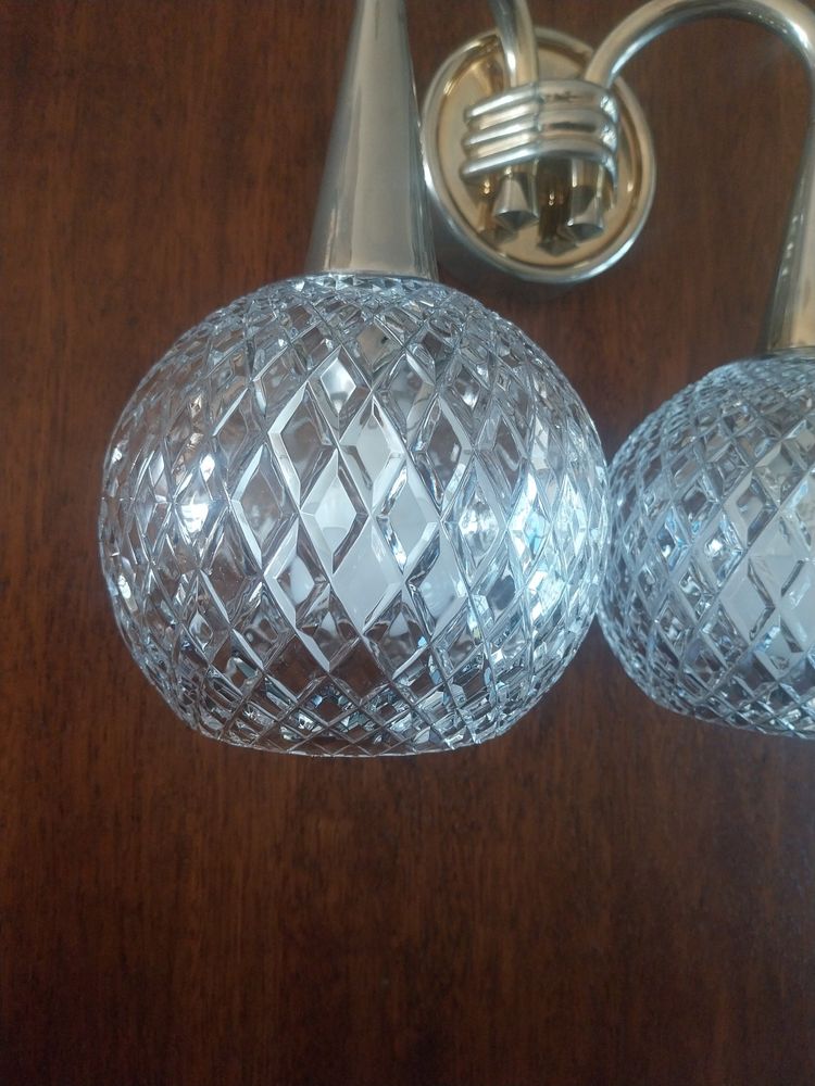 Double wall sconce – Cut glass and gilt metal – 1960s