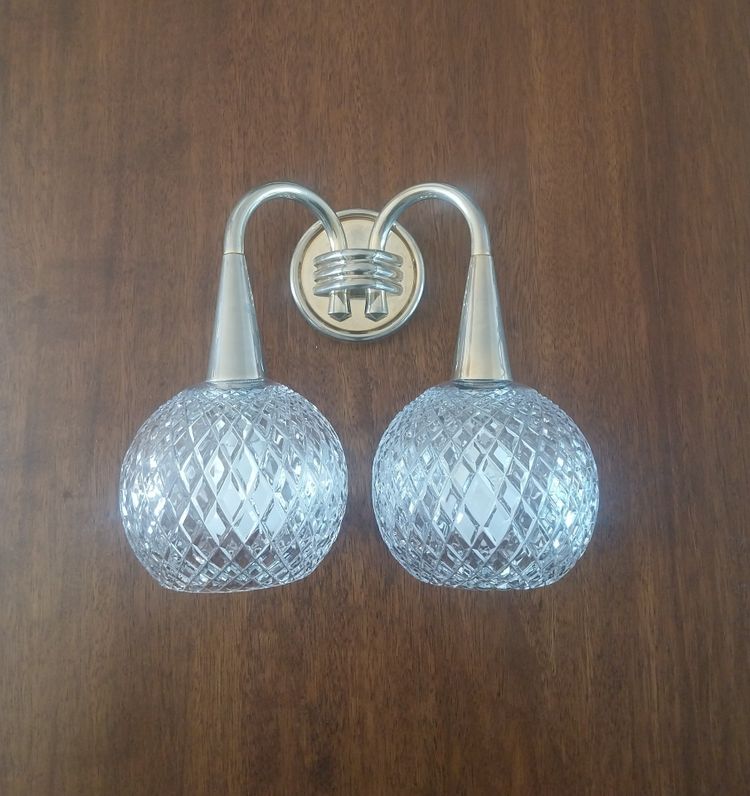 Double wall sconce – Cut glass and gilt metal – 1960s