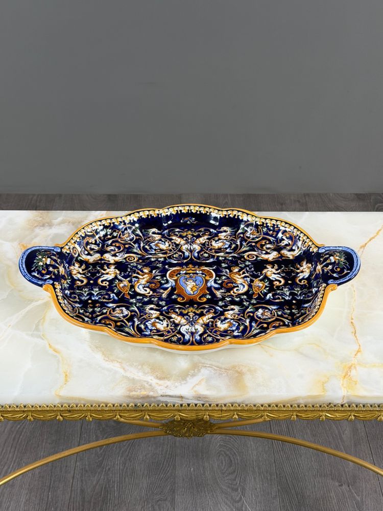 Gien-Steinguttablett, Renaissance-Kollektion, 20. Jahrhundert