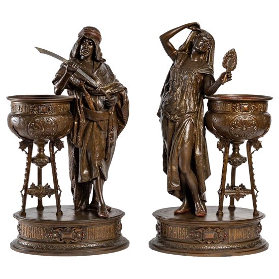 Pair Of Orientalist Sculptures Signed Louis Hottot