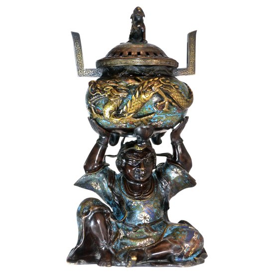 YD50 Portacandele E Bruciatore Incenso Buddha – Set Arredo Zen Da Tavolo In Bronzo Vintage Con Statuetta E Pietre Decorative