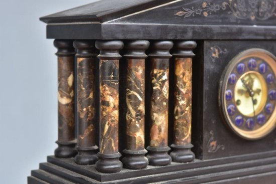 Architectural Pendulum In Black Onyx Marble XIXth