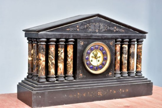 Architectural Pendulum In Black Onyx Marble XIXth