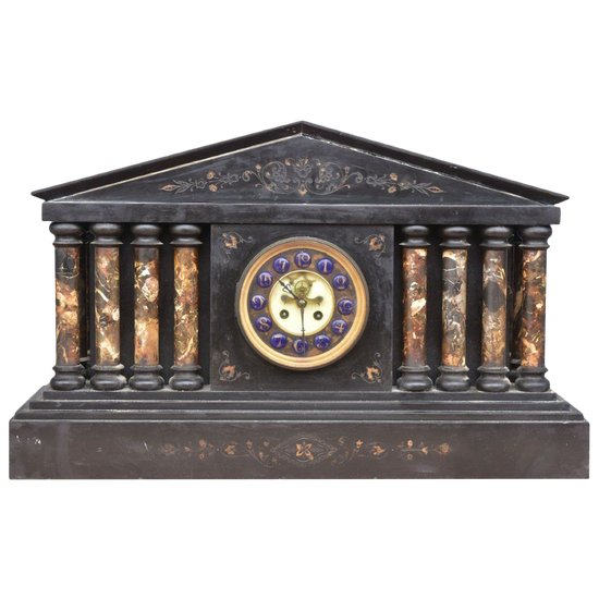 Architectural Pendulum In Black Onyx Marble XIXth