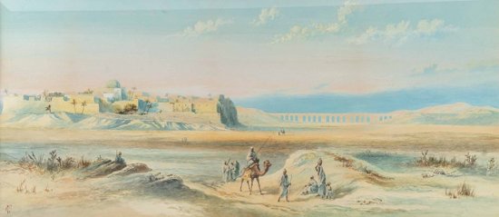 Orientalistisches Gemälde Aquarell Ende 19.