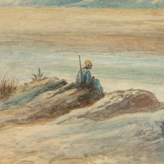 Orientalistisches Gemälde Aquarell Ende 19.