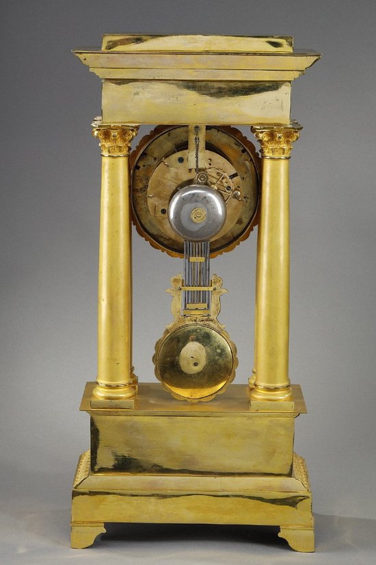 Important Gilt Bronze Portico Clock, Restoration Period