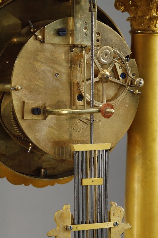Important Gilt Bronze Portico Clock, Restoration Period
