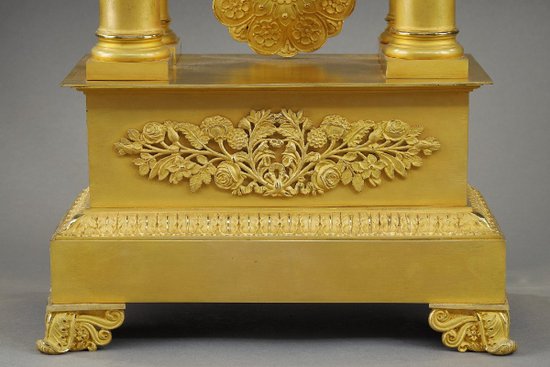 Important Gilt Bronze Portico Clock, Restoration Period