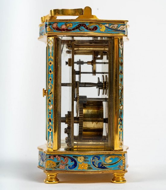 Piccolo orologio da viaggio in bronzo e smalto cloisonné Fine XIX secolo