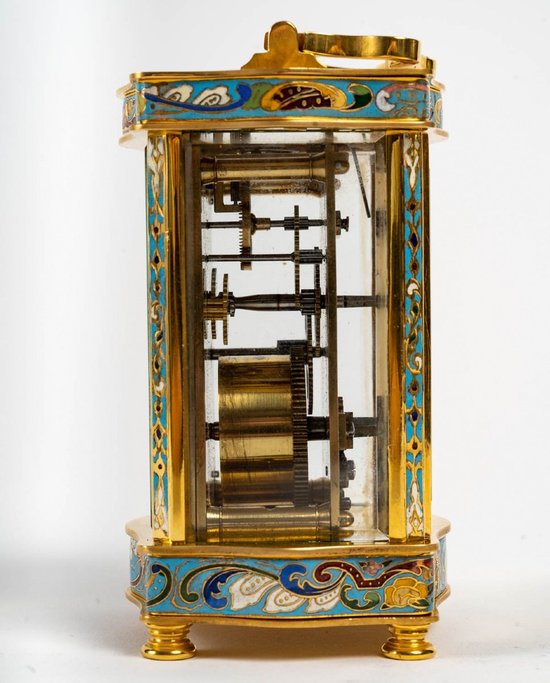 Piccolo orologio da viaggio in bronzo e smalto cloisonné Fine XIX secolo