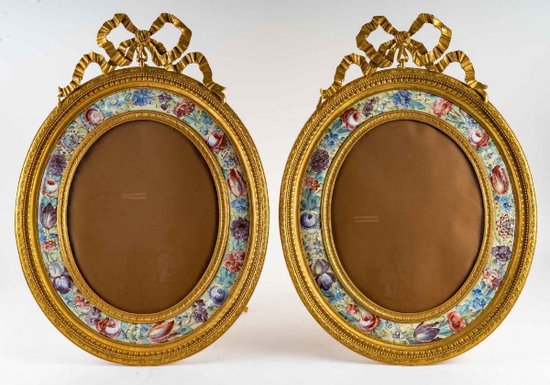 Pair Of Enamel And Gilt Bronze Frames Late 19th Century