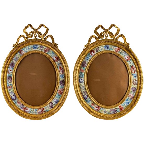 Pair Of Enamel And Gilt Bronze Frames Late 19th Century