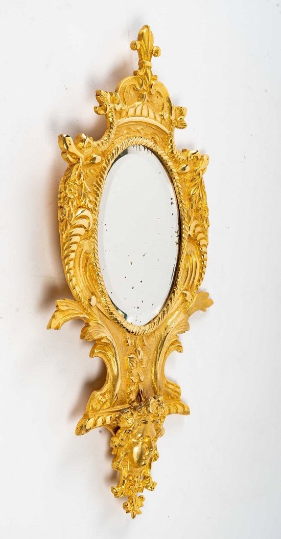 Pair Of Small Gilt Bronze Wall Mirrors Late 19th Century