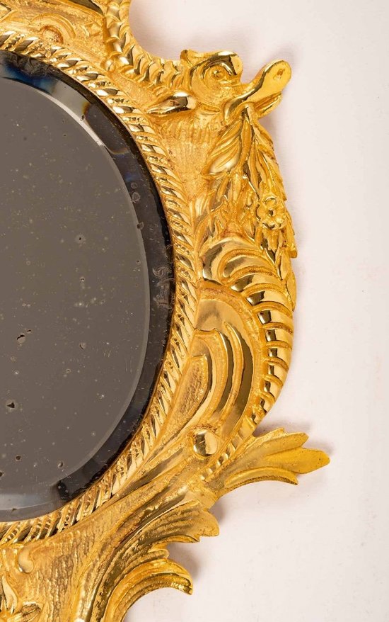 Pair Of Small Gilt Bronze Wall Mirrors Late 19th Century