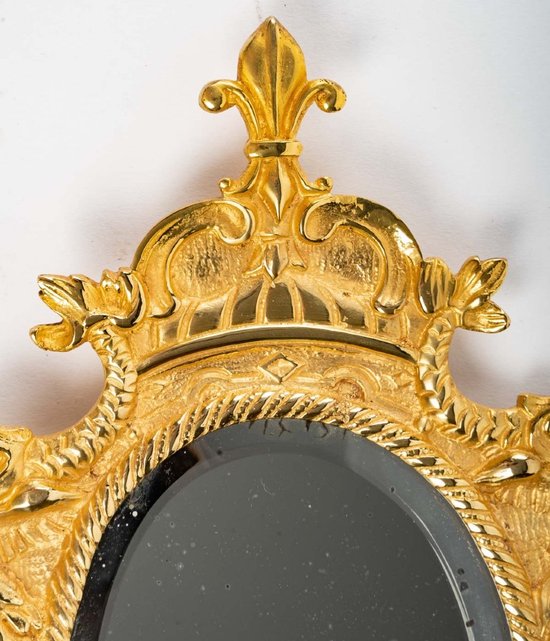 Pair Of Small Gilt Bronze Wall Mirrors Late 19th Century