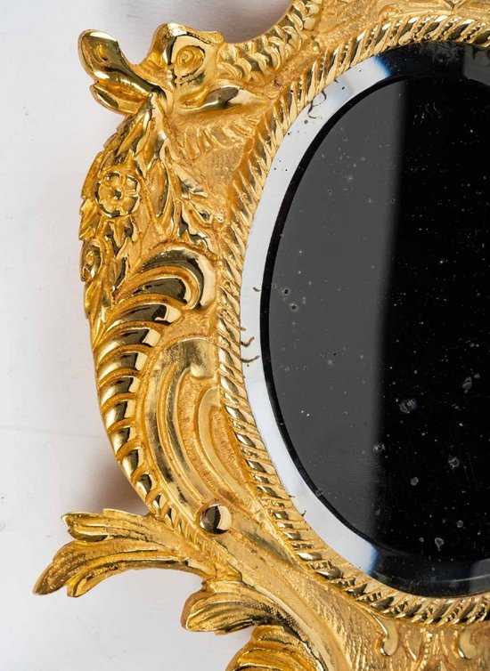 Pair Of Small Gilt Bronze Wall Mirrors Late 19th Century