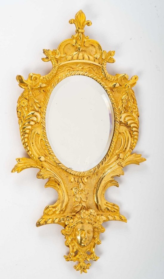 Pair Of Small Gilt Bronze Wall Mirrors Late 19th Century