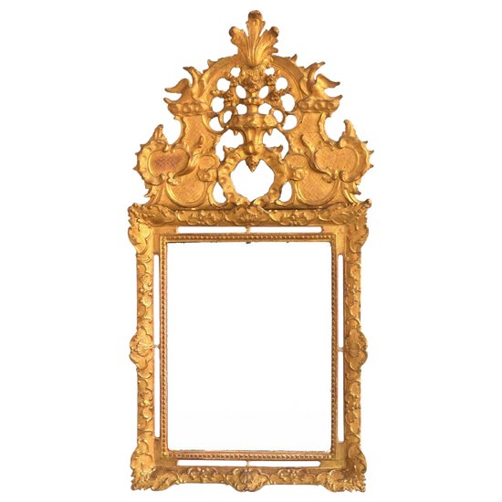 Grand Miroir à Pare Close Louis XIV 'époque XVIIIème En Bois Doré