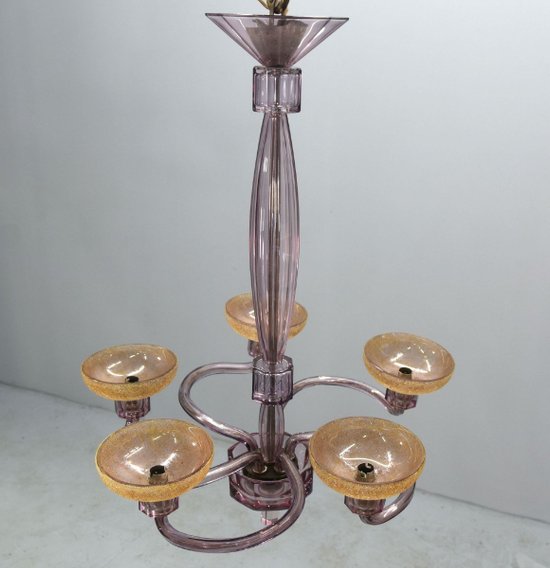 1940s Colored Glass Chandelier
