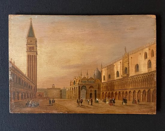 Place St Marc à Venise. Ecole Italienne du XIXème siècle. 
