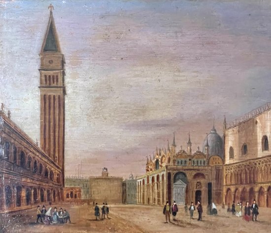 Place St Marc à Venise. Ecole Italienne du XIXème siècle. 
