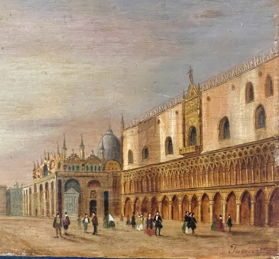 Place St Marc à Venise. Ecole Italienne du XIXème siècle. 
