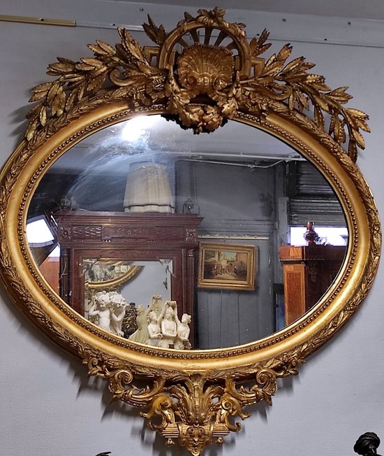 Carved And Gilded Wood Mirror End of XIXth Century