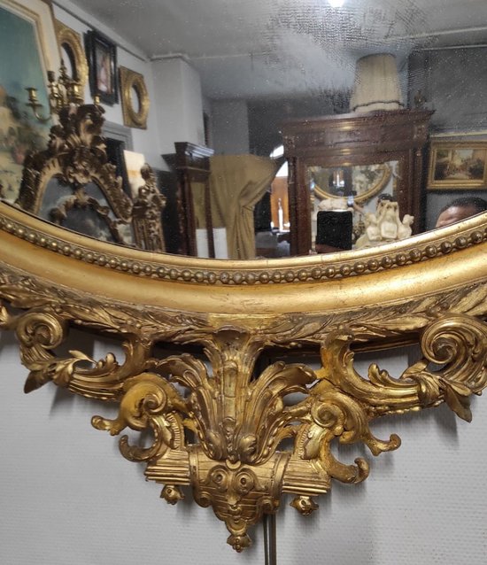 Carved And Gilded Wood Mirror End of XIXth Century