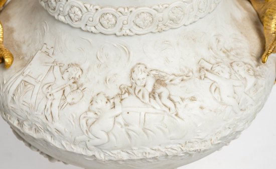 Pair Of Vases In Biscuit Late 19th Century