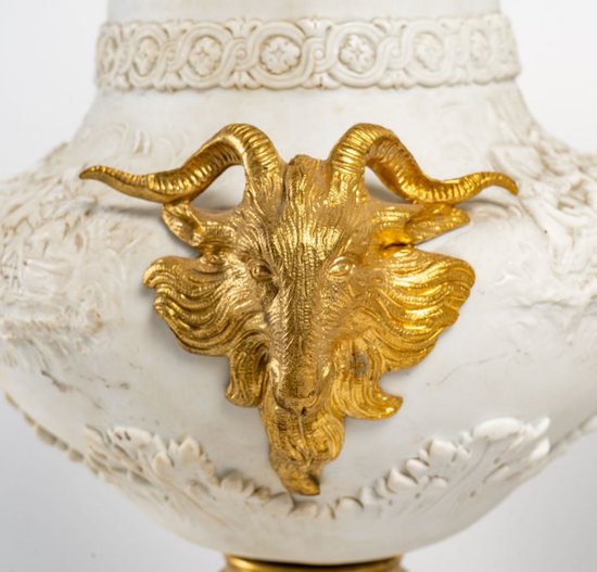 Pair Of Vases In Biscuit Late 19th Century