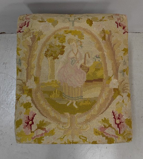Sgabello in tela e legno, gusto Luigi XIV - Fine del XIX secolo