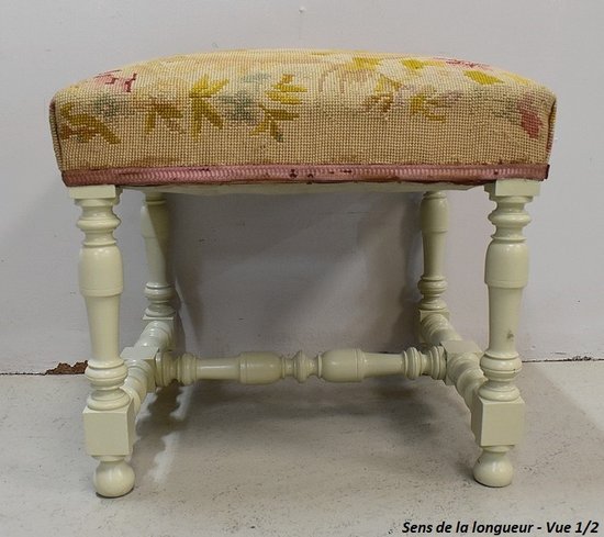 Sgabello in tela e legno, gusto Luigi XIV - Fine del XIX secolo